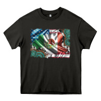 Asphalt usa and mexico flag with leopard cowhide and gemstone background Heavy Core Tee - Artiststas