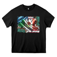 Black usa and mexico flag with leopard cowhide and gemstone background Heavy Core Tee - Artiststas
