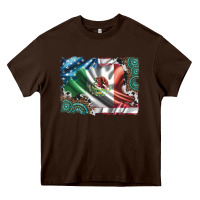 Usa And Mexico Flag With Leopard Cowhide And Gemstone Background Heavy Core Tee | Teevron