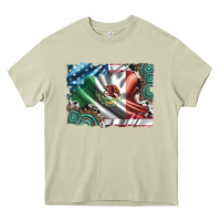 Mossy usa and mexico flag with leopard cowhide and gemstone background Heavy Core Tee - Artiststas
