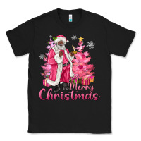 Black Pink Merry Christmas Black Santa Classic Tee - MaliasSmallBusiness