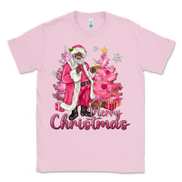 Bubblegum Pink Pink Merry Christmas Black Santa Classic Tee - MaliasSmallBusiness