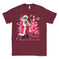 Burgundy Pink Merry Christmas Black Santa Classic Tee - MaliasSmallBusiness