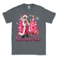 Charcoal Heather Pink Merry Christmas Black Santa Classic Tee - MaliasSmallBusiness