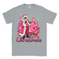 Heather Grey Pink Merry Christmas Black Santa Classic Tee - MaliasSmallBusiness