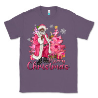 Lavender Pink Merry Christmas Black Santa Classic Tee - MaliasSmallBusiness