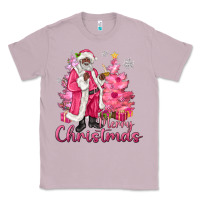 Lilac Pink Merry Christmas Black Santa Classic Tee - MaliasSmallBusiness