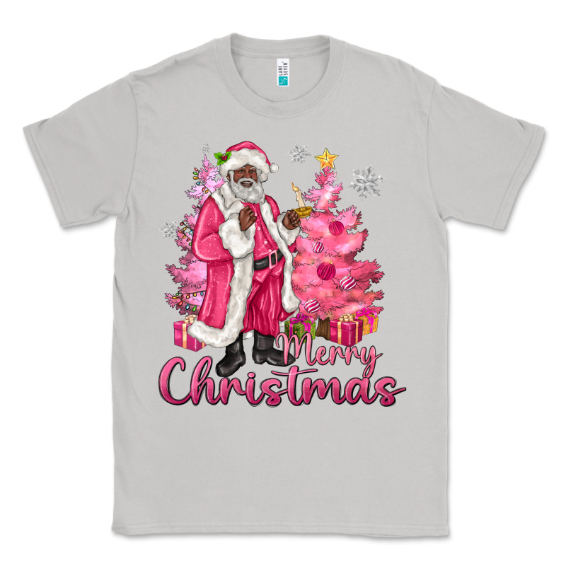 Pink Merry Christmas Black Santa Classic Tee by MaliasSmallBusiness | Teevron
