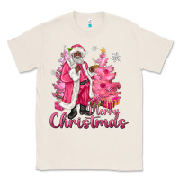Natural Pink Merry Christmas Black Santa Classic Tee - MaliasSmallBusiness
