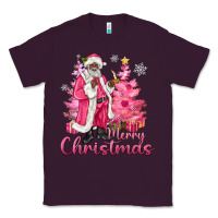 Plum Pink Merry Christmas Black Santa Classic Tee - MaliasSmallBusiness