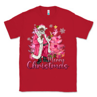 Red Pink Merry Christmas Black Santa Classic Tee - MaliasSmallBusiness