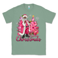 Sage Pink Merry Christmas Black Santa Classic Tee - MaliasSmallBusiness