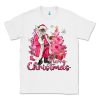 White Pink Merry Christmas Black Santa Classic Tee - MaliasSmallBusiness