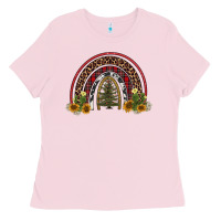 Bubblegum Pink rainbow tree Ladies Tee - AdoDesignShop