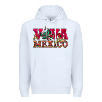 White Viva Mexico Premium Hoodie - HowdyJamesFarm