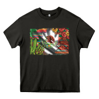 Asphalt mexico flag sunflowers roses and cactus with serape aztec and leopard Heavy Core Tee - Artiststas