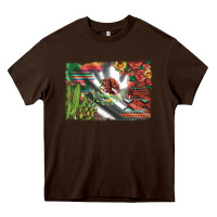 Chocolate Brown mexico flag sunflowers roses and cactus with serape aztec and leopard Heavy Core Tee - Artiststas
