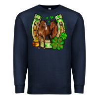 Navy St. Patrick's Day horse horseshoe Premium Sweatshirt - OliviaCreatesArt