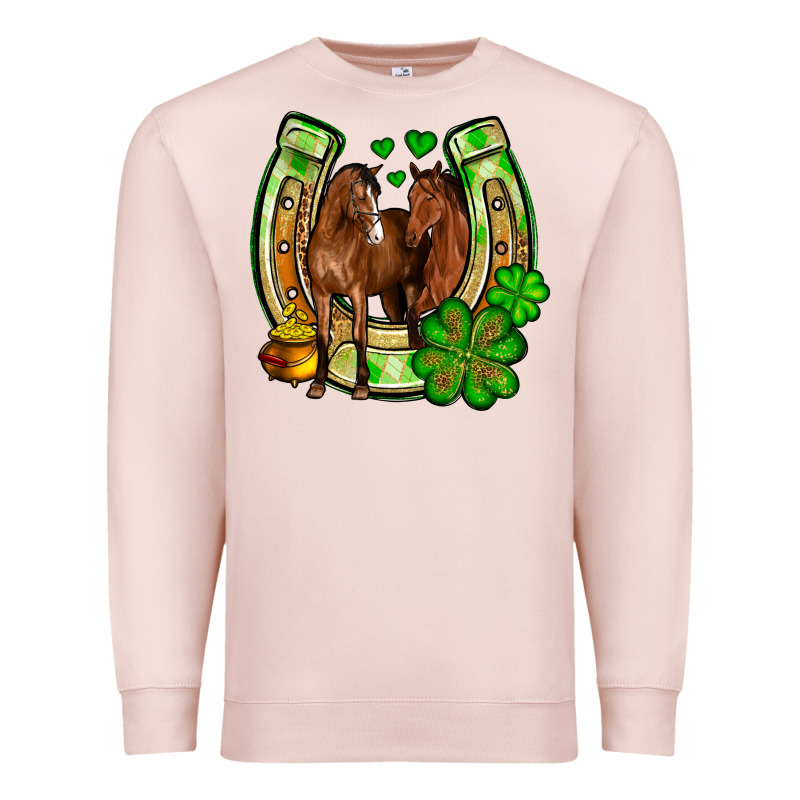 St. Patrick's Day Horse Horseshoe Premium Sweatshirt by OliviaCreatesArt | Teevron