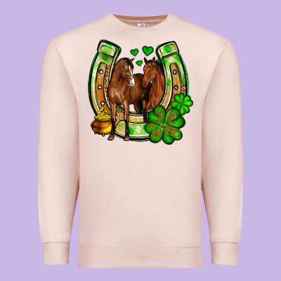 St. Patrick's Day Horse Horseshoe Premium Sweatshirt Designed By Oliviacreatesart