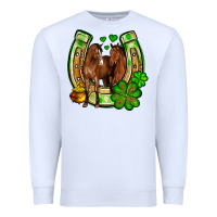 White St. Patrick's Day horse horseshoe Premium Sweatshirt - OliviaCreatesArt