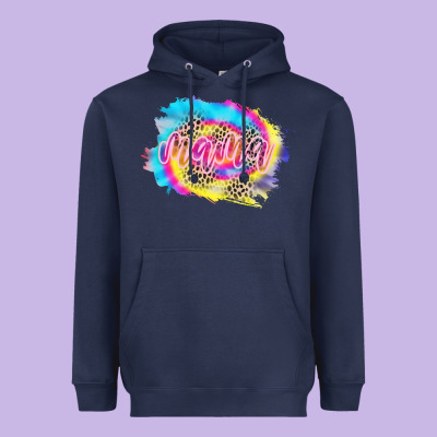 Mama Tie Dye Leopard Heavyweight Hoodie Designed By Cowcowdesign