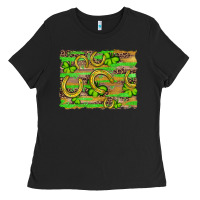 Black horseshoe shamrock leopard wood glitter background Ladies Tee - Artiststas
