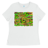 White horseshoe shamrock leopard wood glitter background Ladies Tee - Artiststas