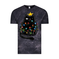 Cloud Black christmas cat with lights Vintage Tee - MaliasSmallBusiness