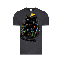 Vintage Black christmas cat with lights Vintage Tee - MaliasSmallBusiness