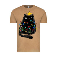 Christmas Cat With Lights Vintage Tee | Teevron