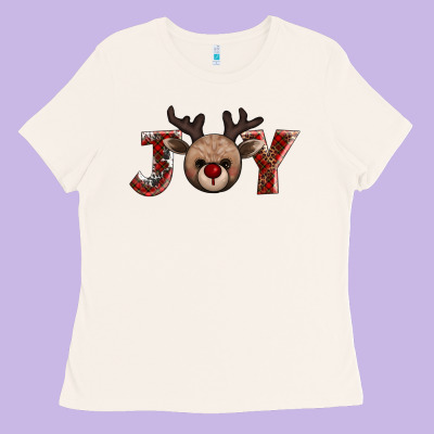 Joy Reindeer Ladies Tee Designed By Adodesignshop