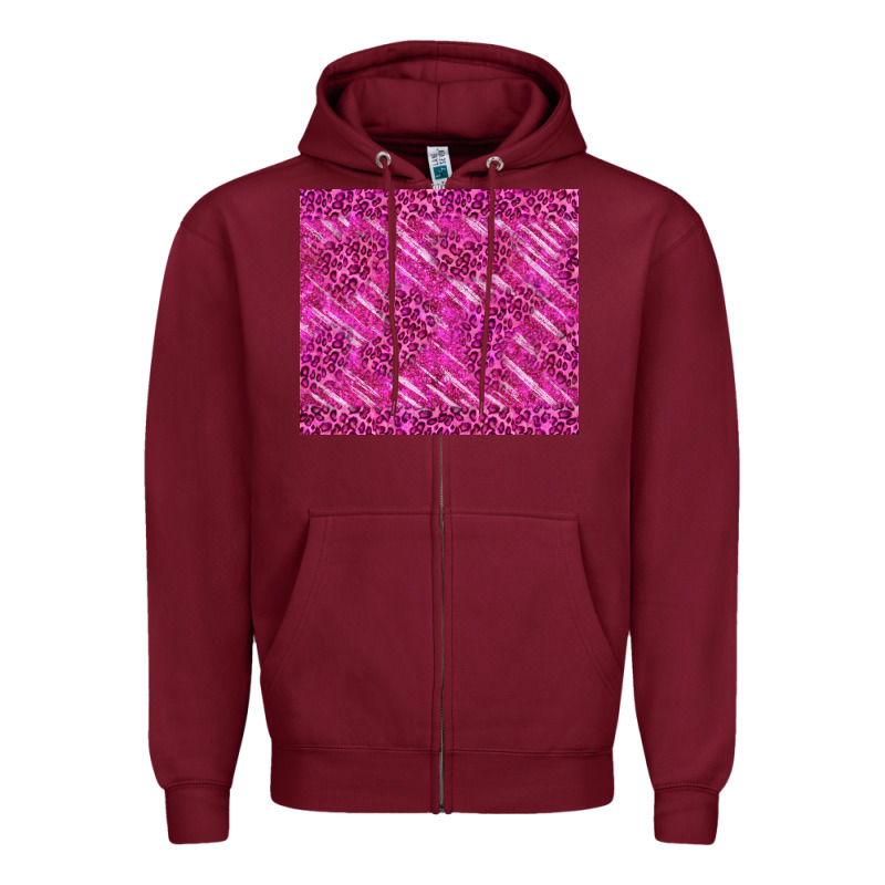 Pink Glitter With Leopard Pattern Zipper Hoodie by TumblerDesignByShophia | Teevron