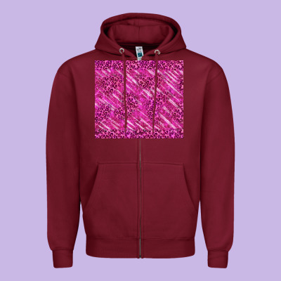 Pink Glitter With Leopard Pattern Zipper Hoodie Designed By Tumblerdesignbyshophia