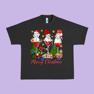Merry Christmas Wine And Cocktails Urban Heavy Tee Designed By Nancycooperartshop