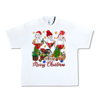 White Merry Christmas wine and cocktails Urban Heavy Tee - NancyCooperArtShop