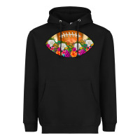 Black American Football Floral Heavyweight Hoodie - CowCowDesign