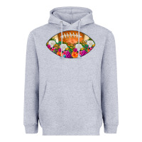 Heather Grey American Football Floral Heavyweight Hoodie - CowCowDesign