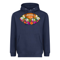 Navy American Football Floral Heavyweight Hoodie - CowCowDesign