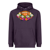 Plum American Football Floral Heavyweight Hoodie - CowCowDesign