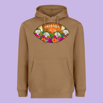 American Football Floral Heavyweight Hoodie Designed By Cowcowdesign