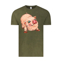 Vintage Olive pig Vintage Tee - MaliasSmallBusiness