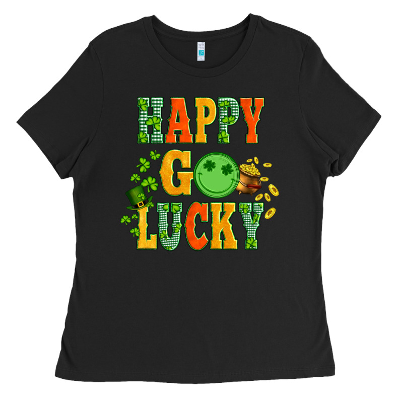 Happy Go Lucky  With Coin And Shamrock Ladies Tee by Artiststas | Teevron