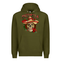 Army Green Chingona with roses Mexico Premium Hoodie - HowdyJamesFarm