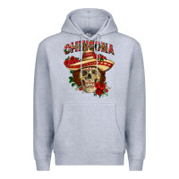 Heather Grey Chingona with roses Mexico Premium Hoodie - HowdyJamesFarm