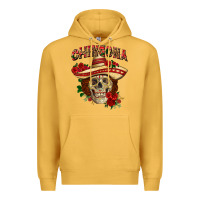 Mustard Chingona with roses Mexico Premium Hoodie - HowdyJamesFarm