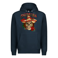 Navy Chingona with roses Mexico Premium Hoodie - HowdyJamesFarm
