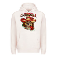 Pale Pink Chingona with roses Mexico Premium Hoodie - HowdyJamesFarm