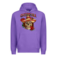 Purple Chingona with roses Mexico Premium Hoodie - HowdyJamesFarm