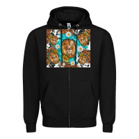 Black lion with leopard and cowhide pattern Zipper Hoodie - TumblerDesignByShophia